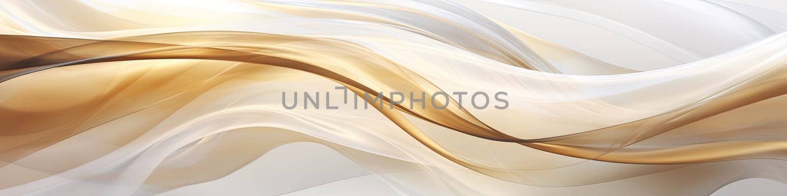 Banner of abstract white and brown, gold textile transparent fabric as background or texture