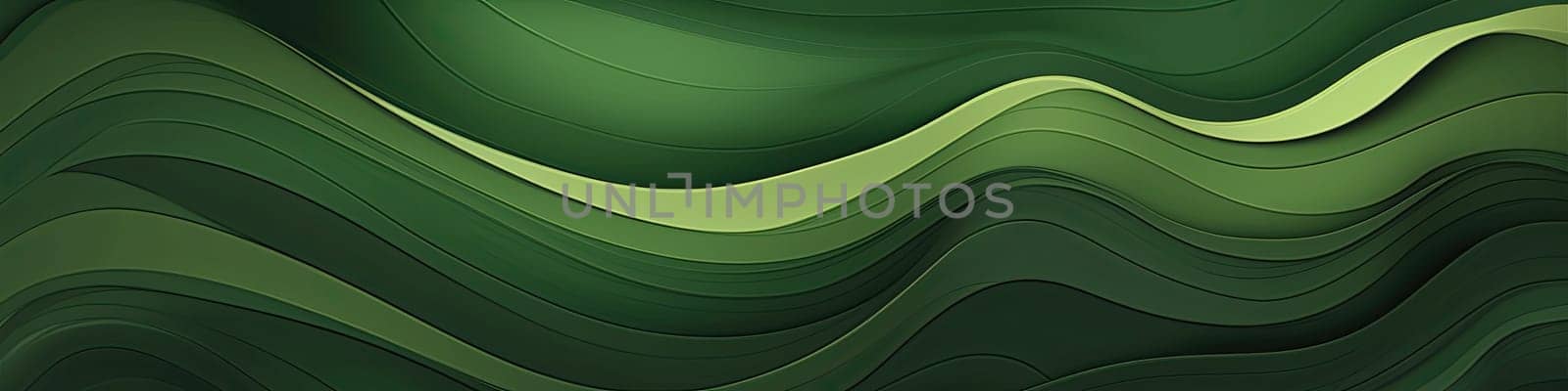 Banner with a green waves background illustration with dark olive drab by Kadula