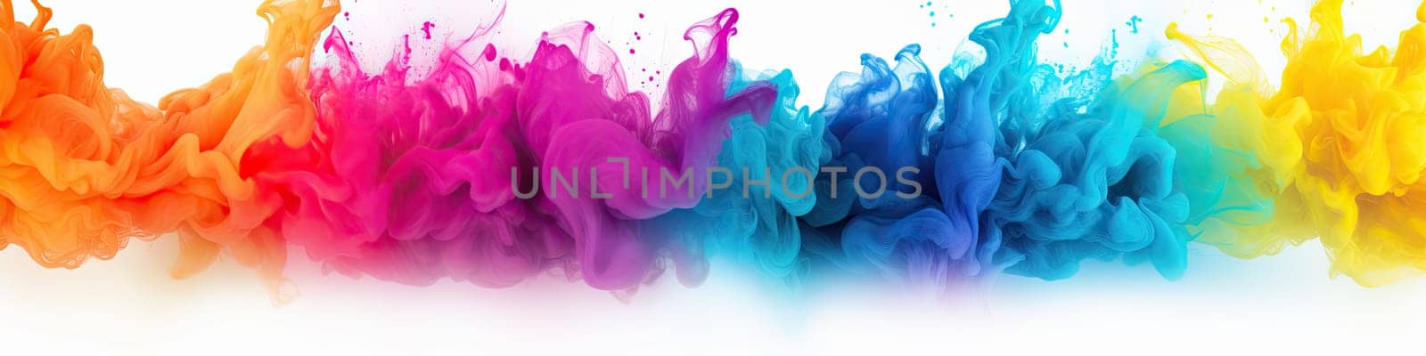 Colorful rainbow holi paint color powder explosion isolated on white background