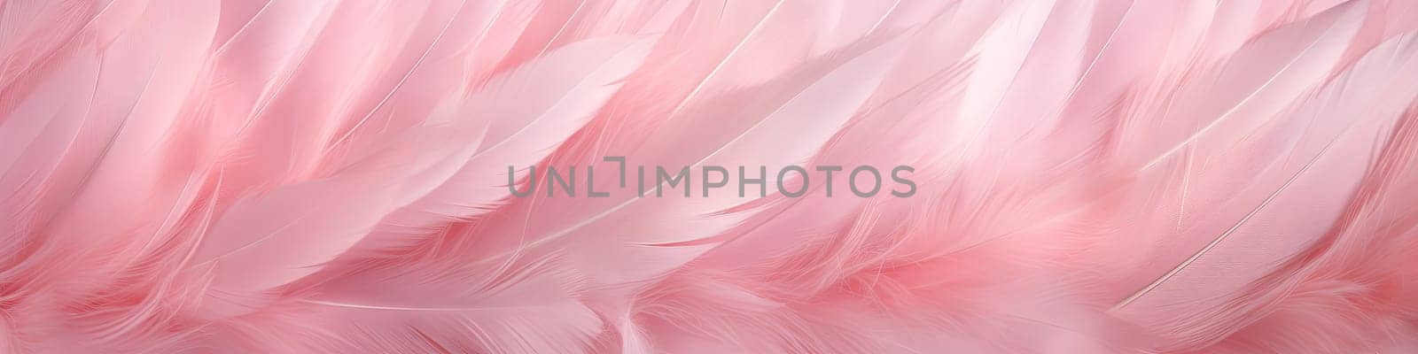 Banner of an abstract light pink feathers as a background texture