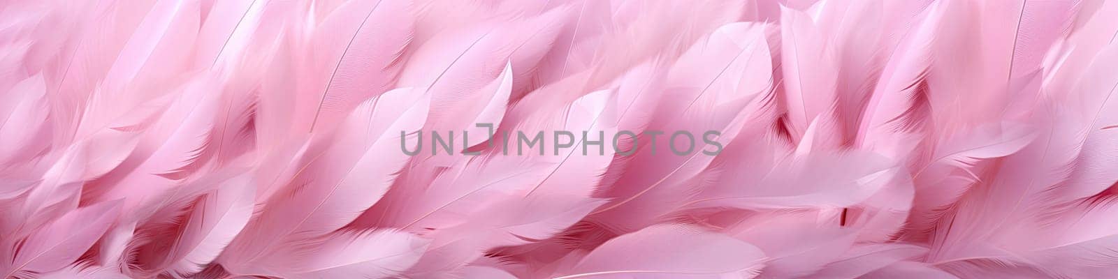 Banner of an abstract light pink feathers as background texture by Kadula