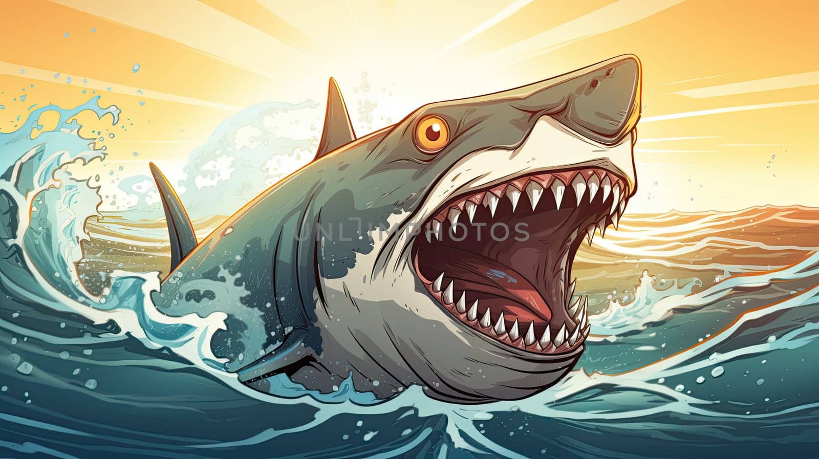 Angry and scary shark in a sea, animal and wildlife concept