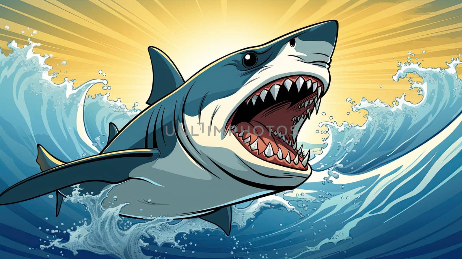 Angry and scary shark in a sea, animal and wildlife concept
