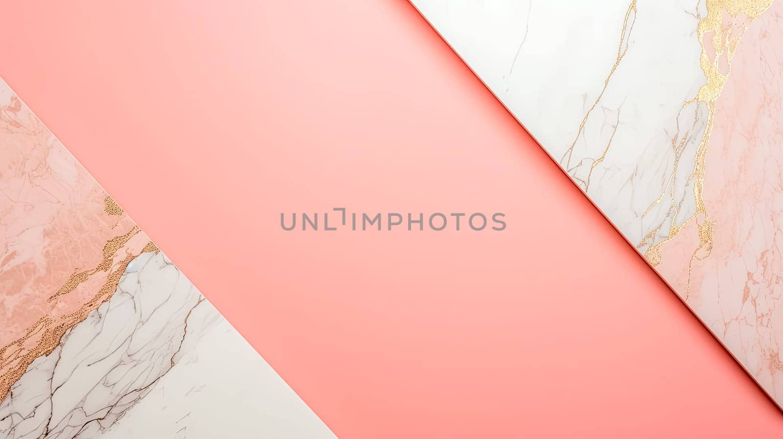 A cutting board made of pink and white marble placed on a background with shades of pink, resembling a pattern in peach and carmine tints.