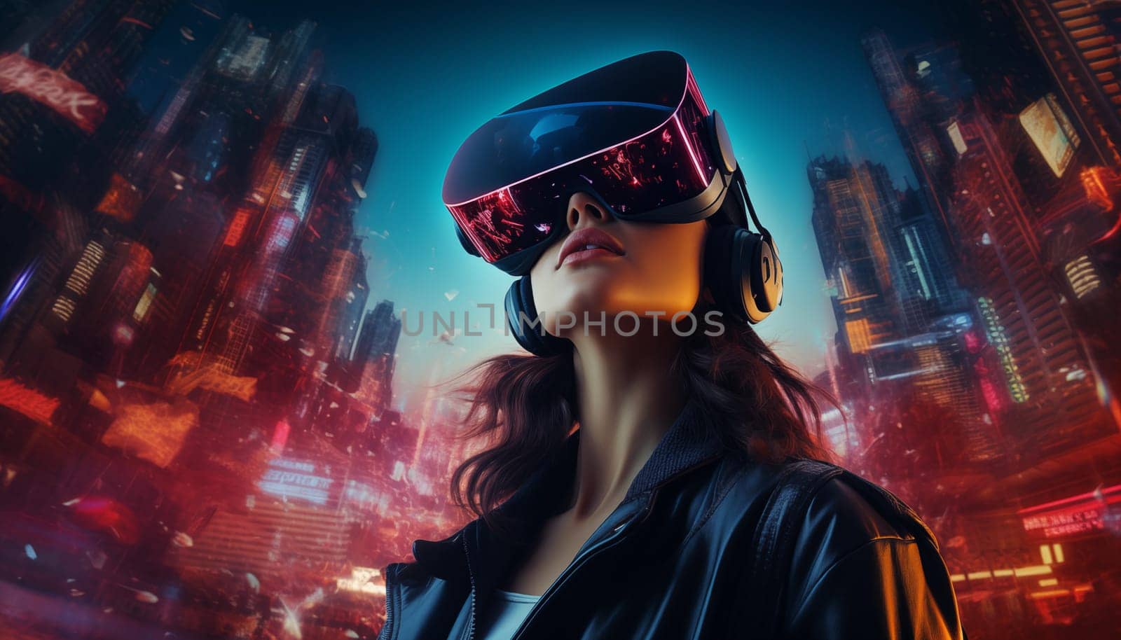 Woman in VR glasses. High quality photo