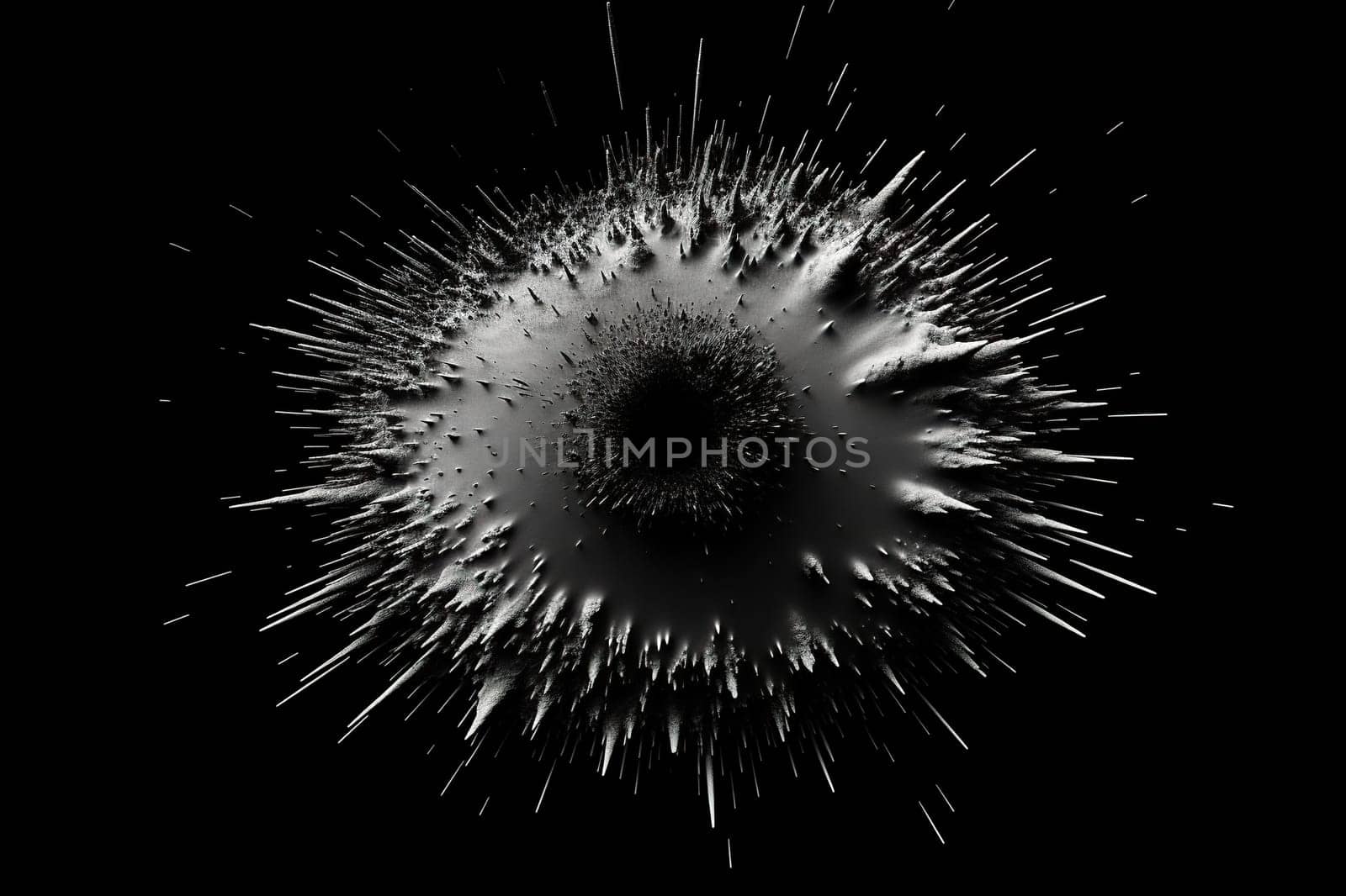 Sand texture explosion background in the dark. Abstract dark background.