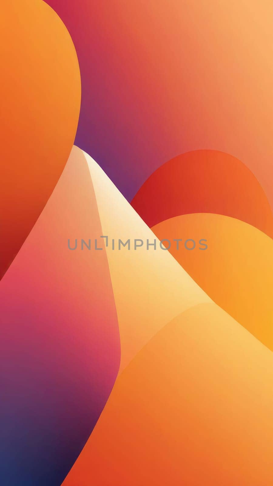 A gradient wallpaper with Conical shapes using orange and papayawhip gradient colors. Generative AI.