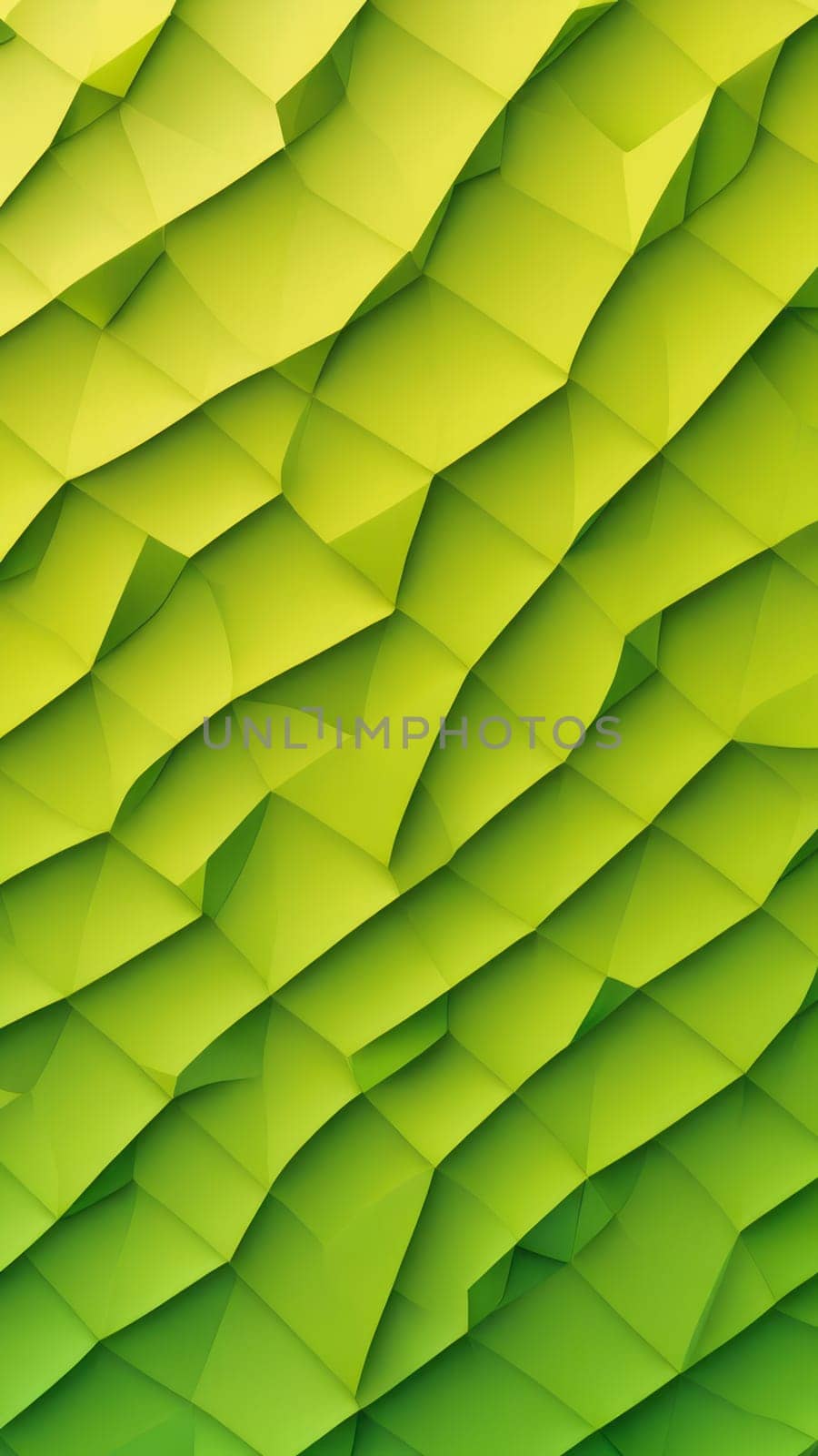 A gradient wallpaper with Tessellated shapes using lime and chartreuse gradient colors. Generative AI.