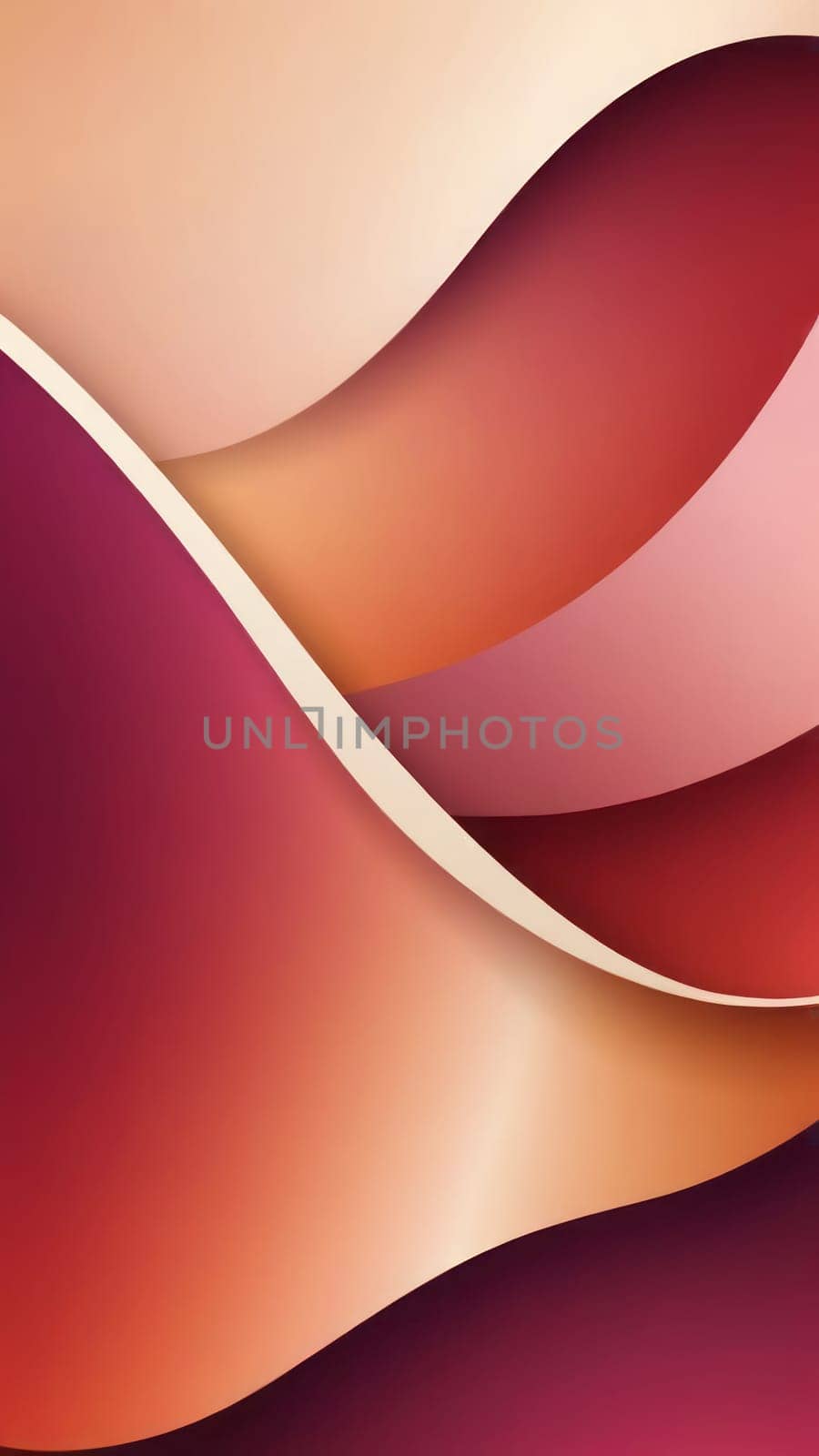 A gradient wallpaper with Flared shapes using maroon and seashell gradient colors. Generative AI.