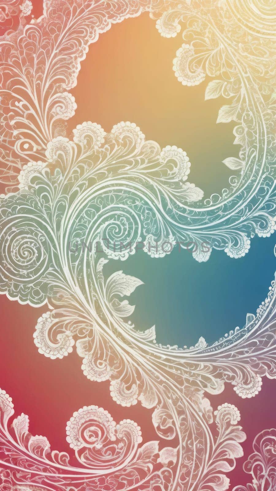 A gradient wallpaper with Spiraloid shapes using white and oldlace gradient colors. Generative AI.