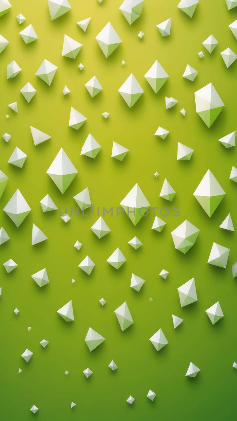 A gradient wallpaper with Diamond shapes using lime and white gradient colors. Generative AI.
