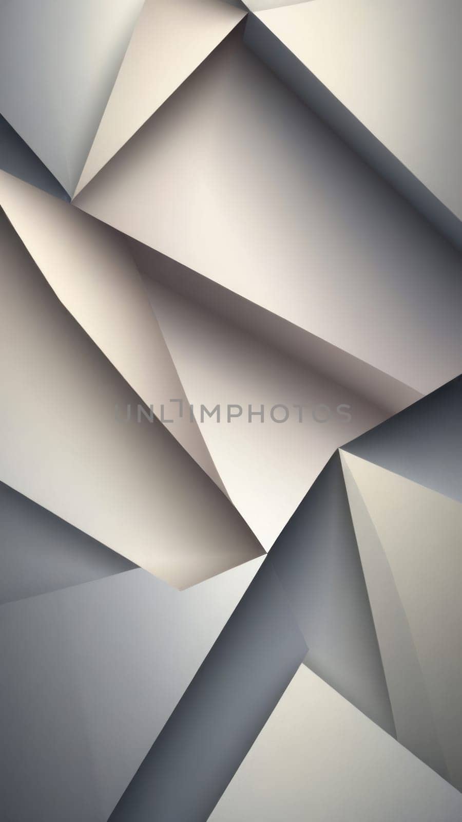 A gradient wallpaper with Trapezoidal shapes using silver and linen gradient colors. Generative AI.