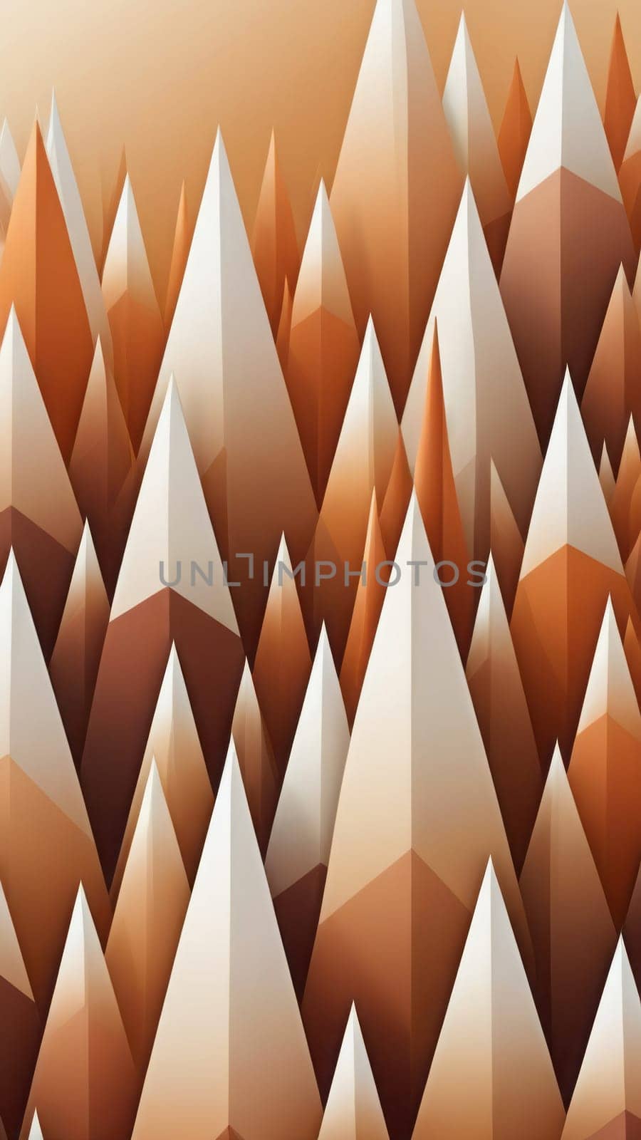 A gradient wallpaper with Spiked shapes using white and sandybrown gradient colors. Generative AI.