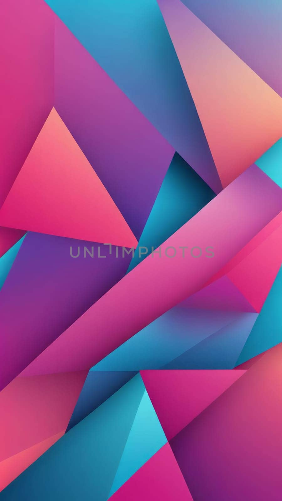 A gradient wallpaper with Geometric shapes using fuchsia and skyblue gradient colors. Generative AI.