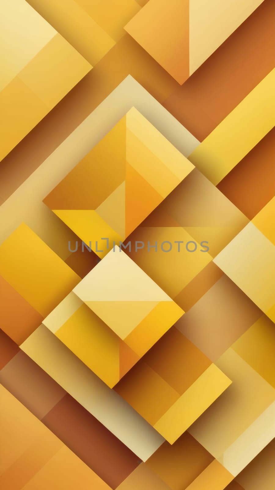 A gradient wallpaper with Cubist shapes using yellow and bisque gradient colors. Generative AI.