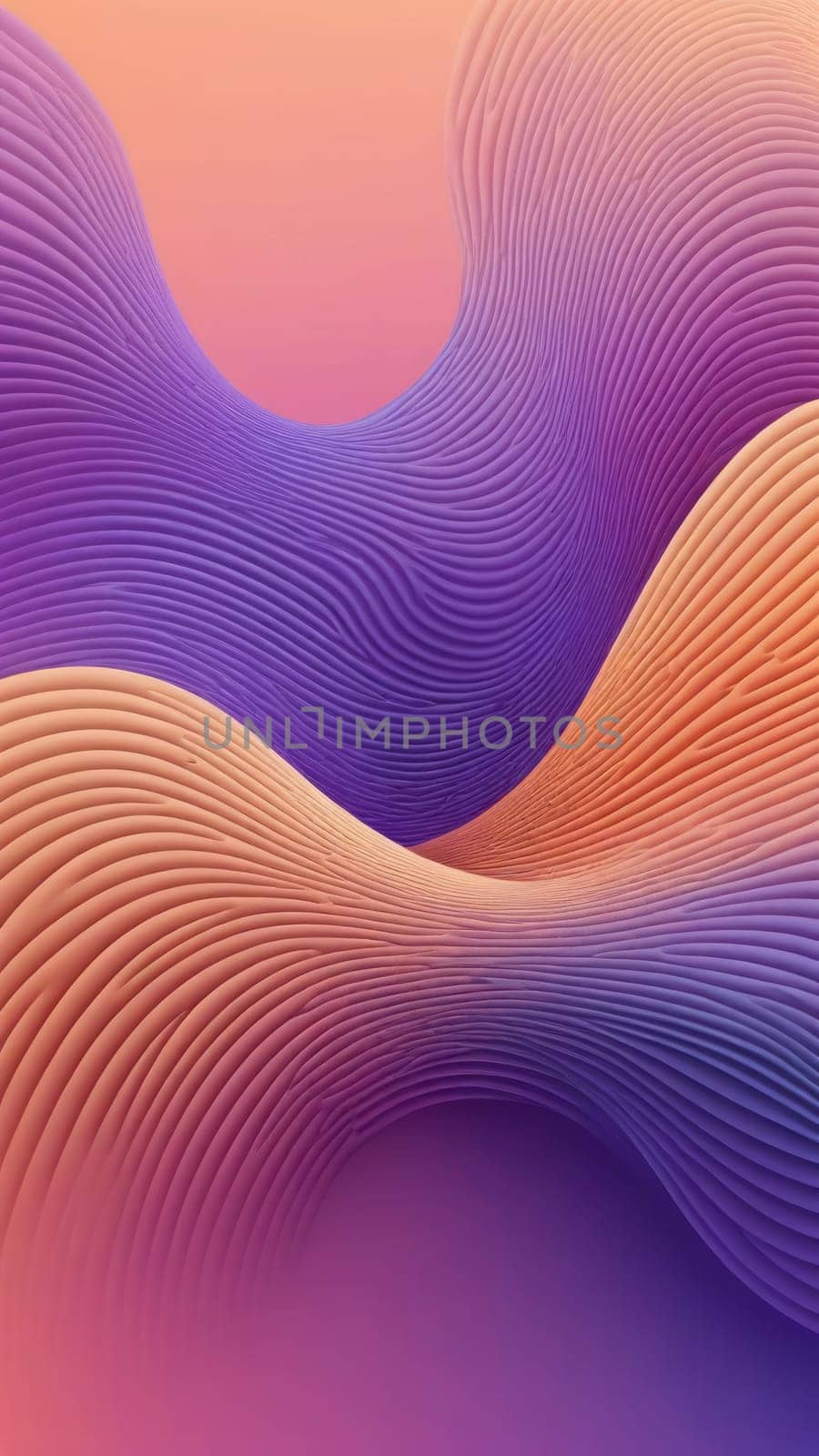 A gradient wallpaper with Guilloche shapes using purple and lightsalmon gradient colors. Generative AI.