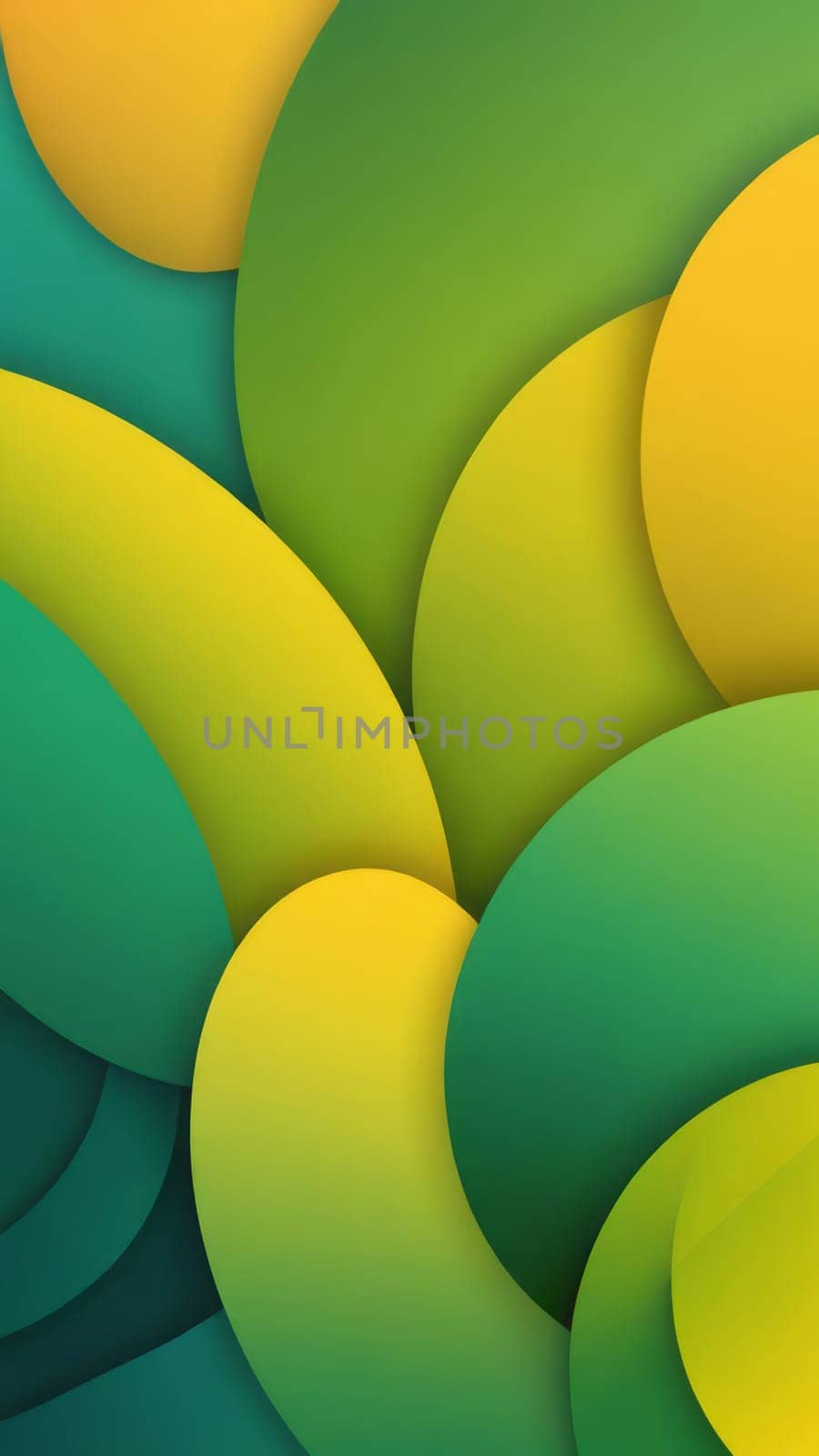 A gradient wallpaper with Trefoil shapes using yellow and forestgreen gradient colors. Generative AI.