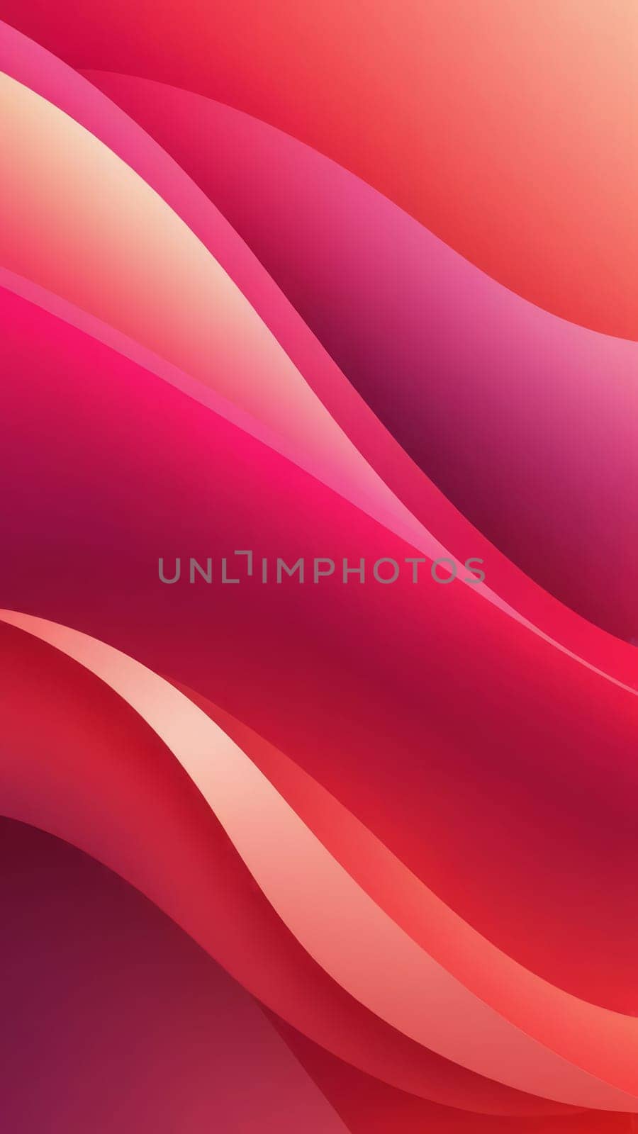 A gradient wallpaper with Layered shapes using red and hotpink gradient colors. Generative AI.