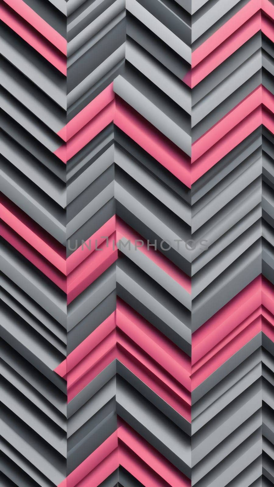 A gradient wallpaper with Corrugated shapes using gray and deeppink gradient colors. Generative AI.