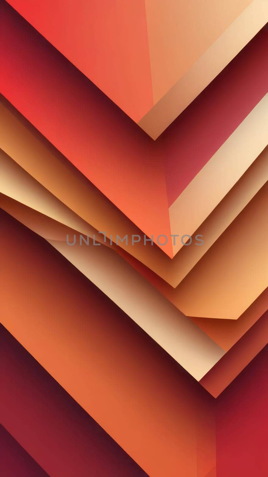 A gradient wallpaper with Layered shapes using red and sandybrown gradient colors. Generative AI.