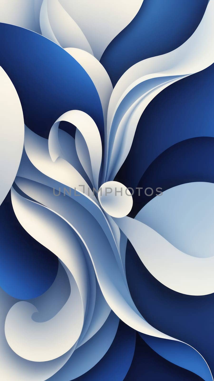 A gradient wallpaper with Sigmoid shapes using navy and floralwhite gradient colors. Generative AI.