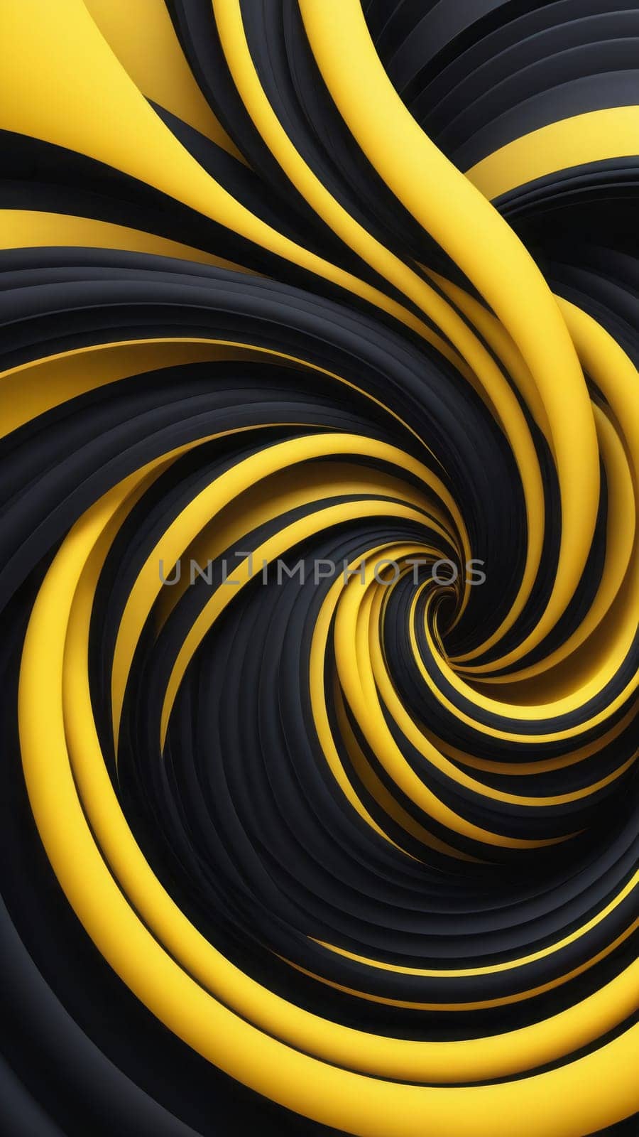 A gradient wallpaper with Toroidal shapes using black and lightyellow gradient colors. Generative AI.