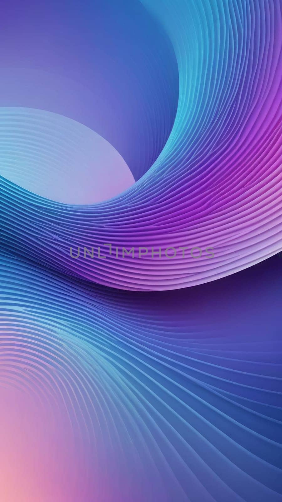 A gradient wallpaper with Helical shapes using blue and orchid gradient colors. Generative AI.