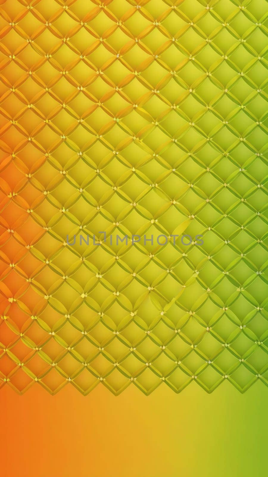 A gradient wallpaper with Lattice shapes using lime and orange gradient colors. Generative AI.