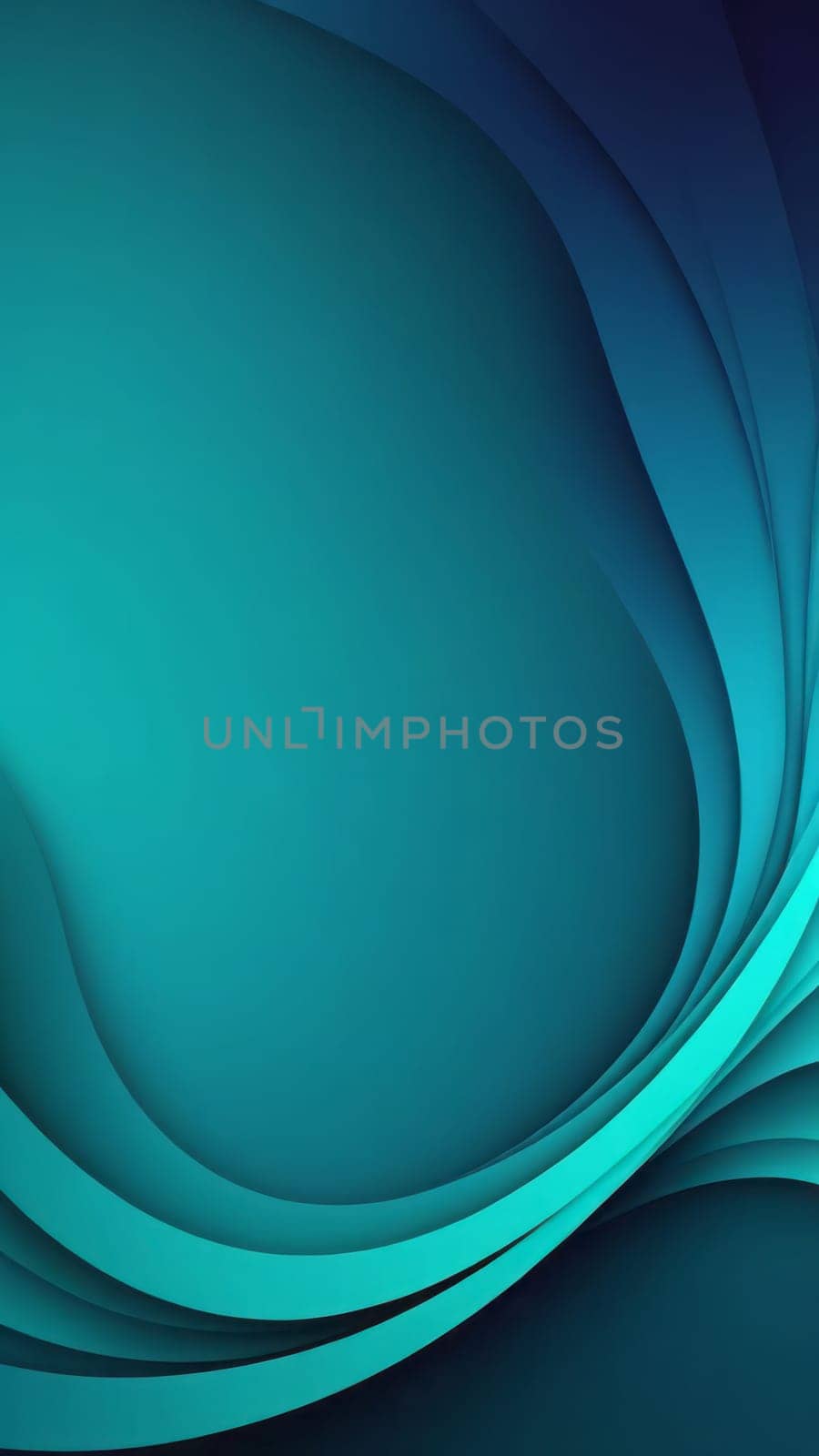 A gradient wallpaper with Sigmoid shapes using teal and darkturquoise gradient colors. Generative AI.