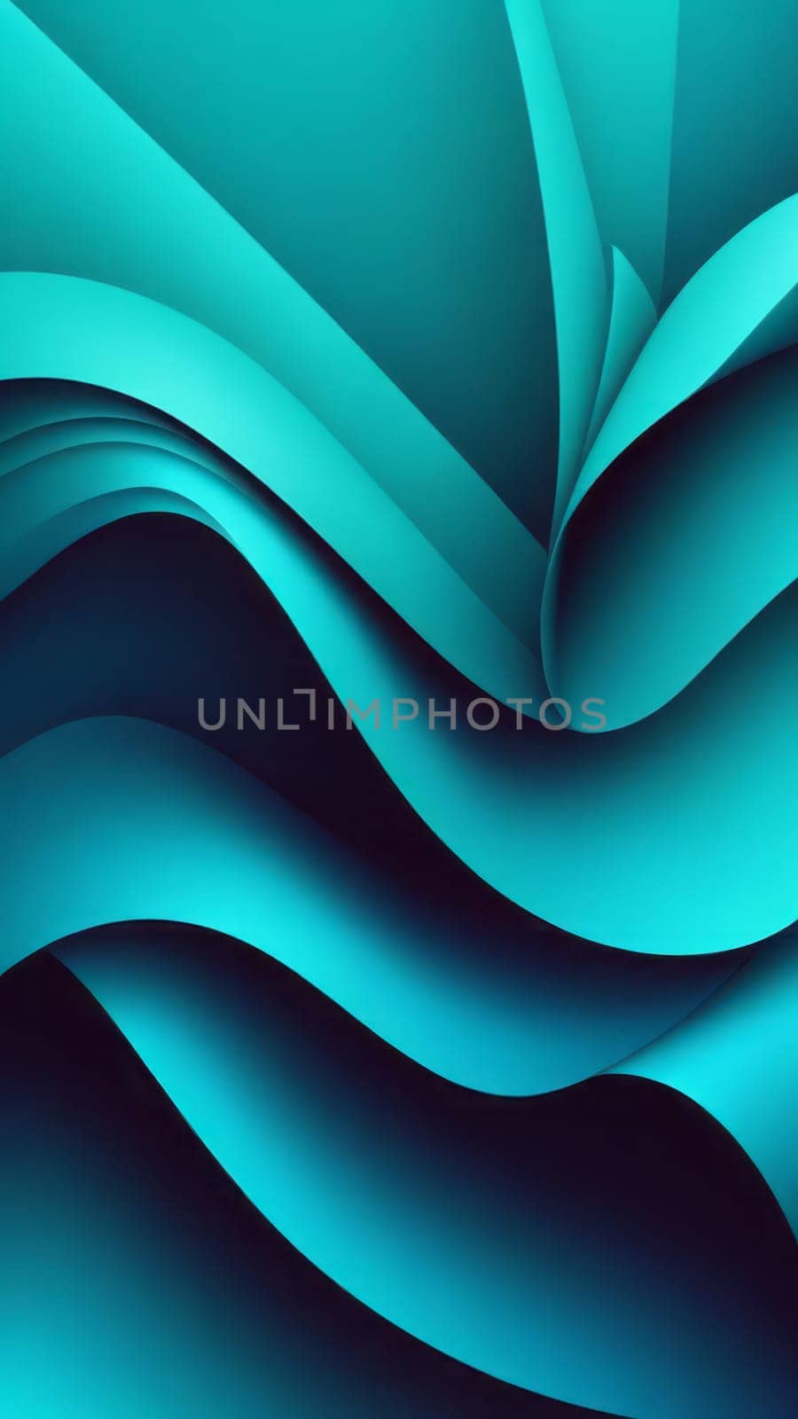 A gradient wallpaper with Folded shapes using teal and cyan gradient colors. Generative AI.