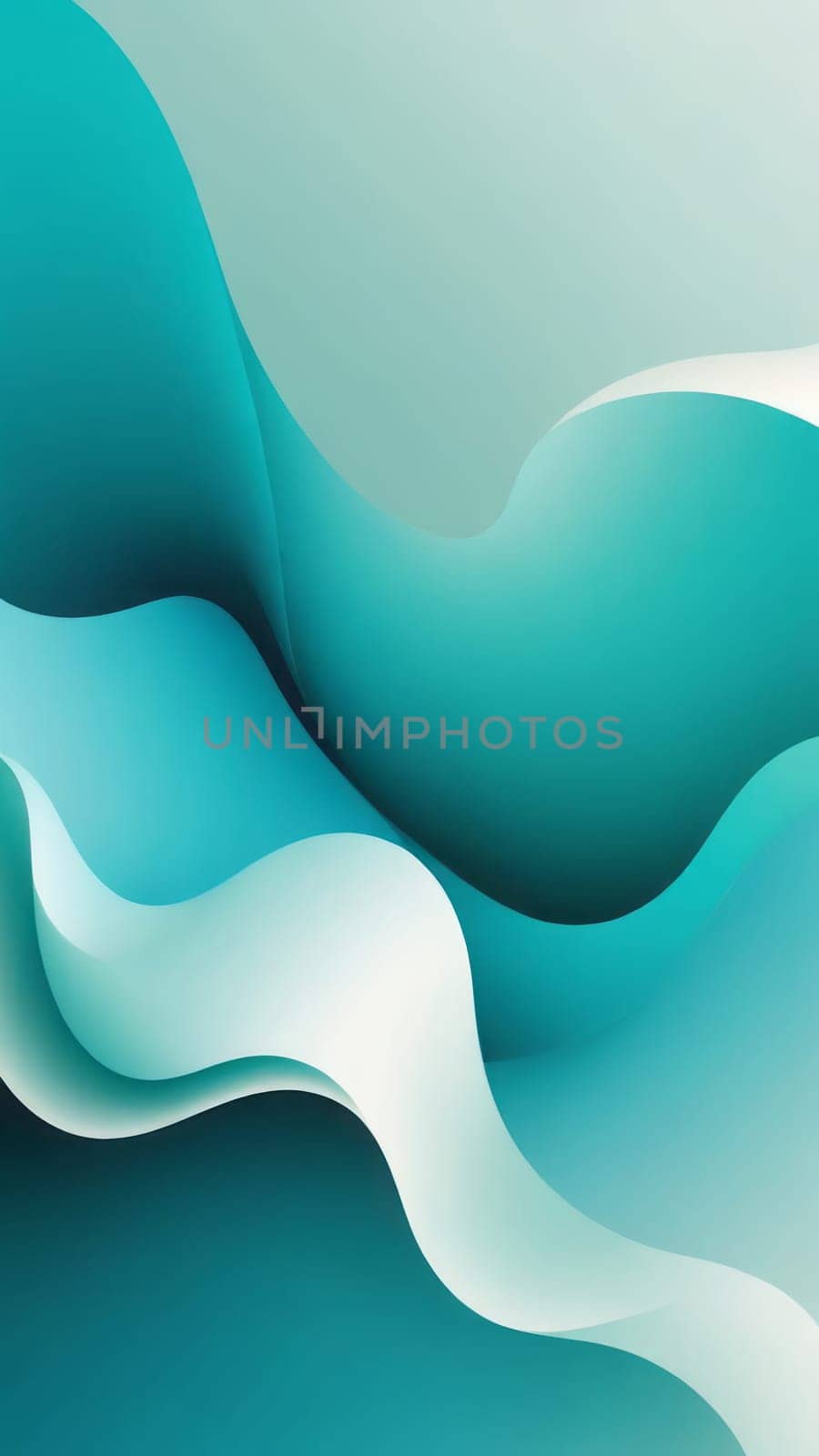 A gradient wallpaper with Hollow shapes using teal and snow gradient colors. Generative AI.