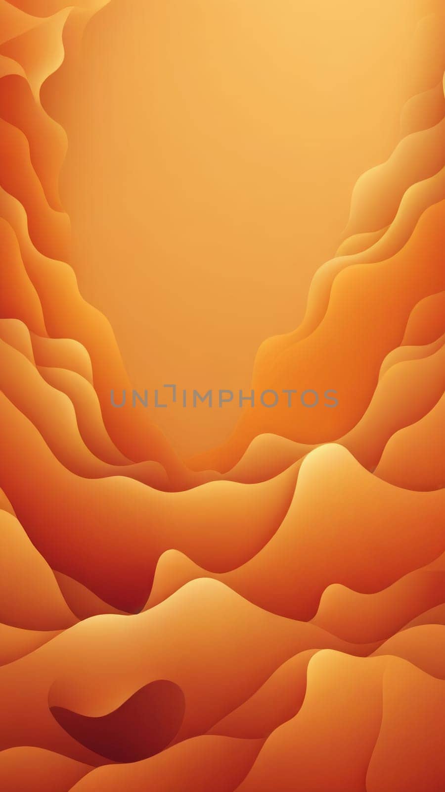 A gradient wallpaper with Fractal shapes using orange and burlywood gradient colors. Generative AI.