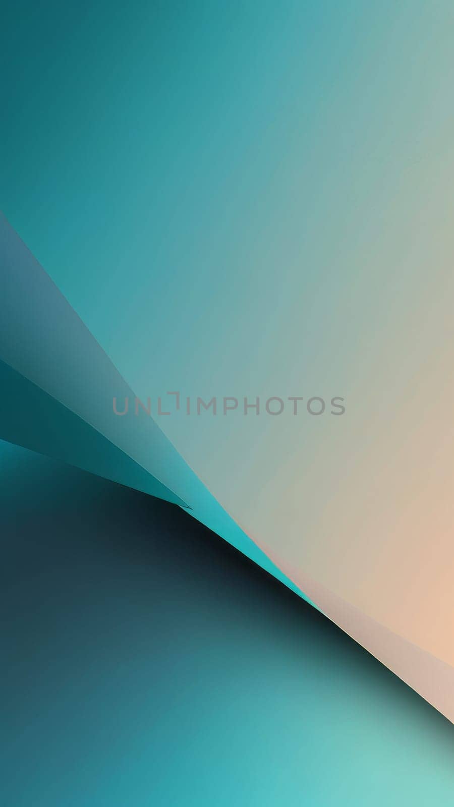 A gradient wallpaper with Conical shapes using teal and slategrey gradient colors. Generative AI.