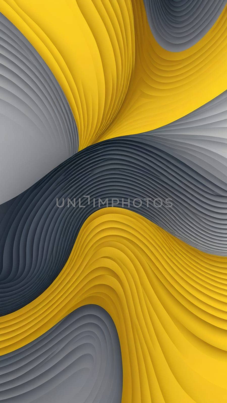 A gradient wallpaper with Concentric shapes using yellow and lightslategray gradient colors. Generative AI.