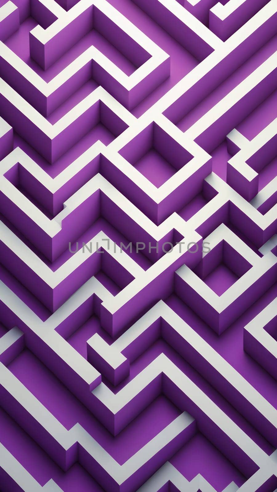 A gradient wallpaper with Labyrinth shapes using purple and lightgrey gradient colors. Generative AI.