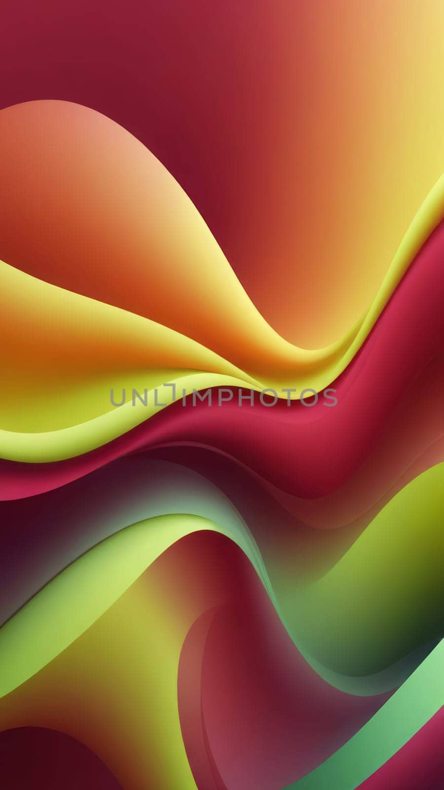A gradient wallpaper with Ogee shapes using maroon and lightgreen gradient colors. Generative AI.