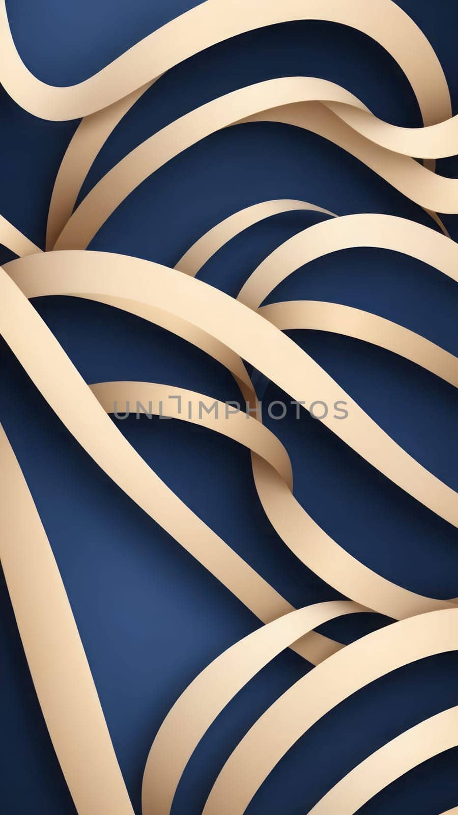 A gradient wallpaper with Elliptical shapes using navy and linen gradient colors. Generative AI.