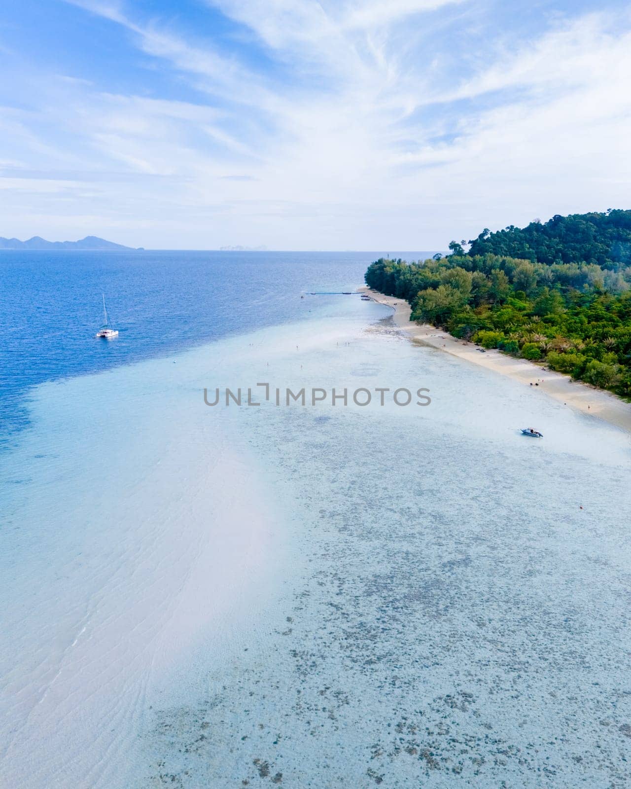 drone top view Koh Kradan tropical Island in the Andaman Sea Trang in Thailand by fokkebok