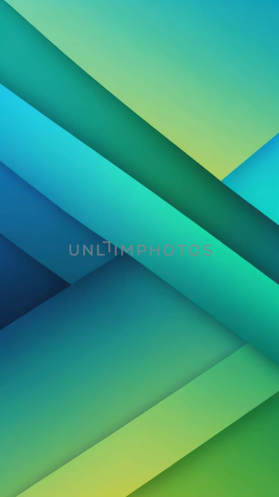 A gradient wallpaper with Oblique shapes using green and skyblue gradient colors. Generative AI.