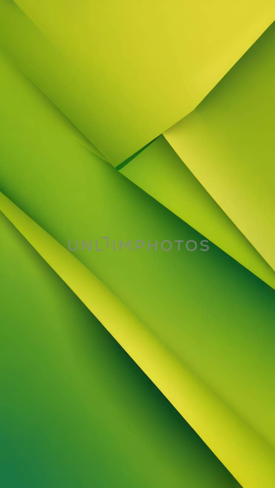 A gradient wallpaper with Folded shapes using lime and green gradient colors. Generative AI.