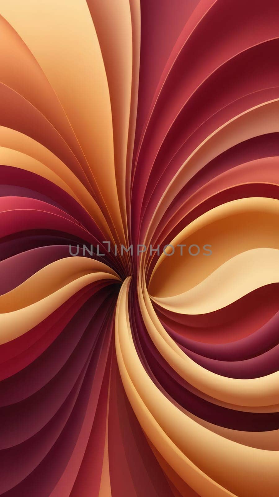 A gradient wallpaper with Swirled shapes using maroon and tan gradient colors. Generative AI.