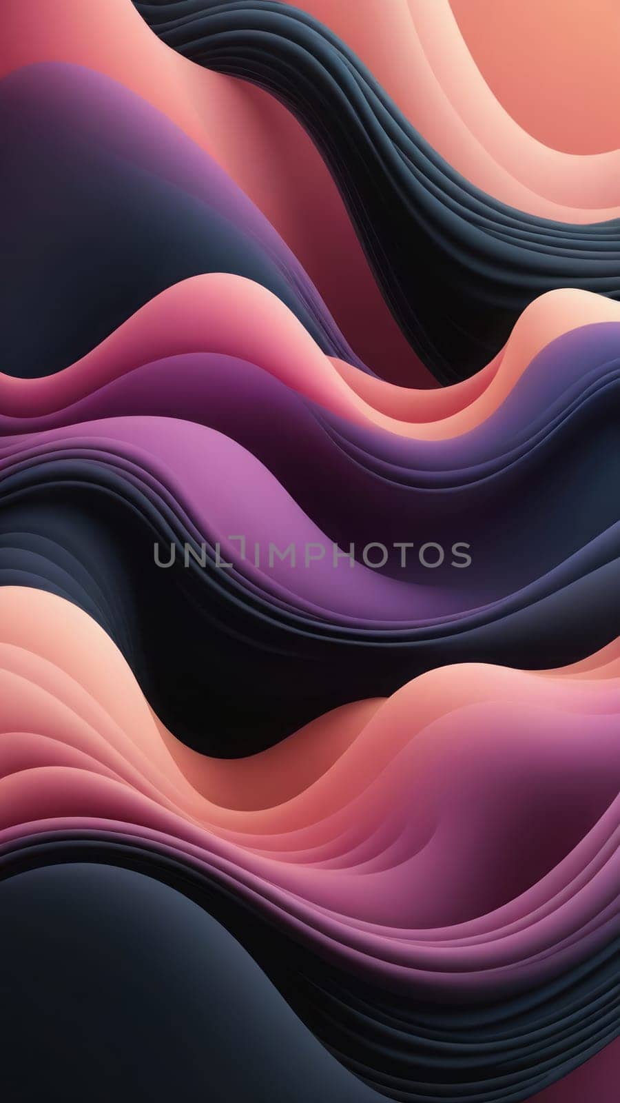 A gradient wallpaper with Amorphous shapes using black and mistyrose gradient colors. Generative AI.