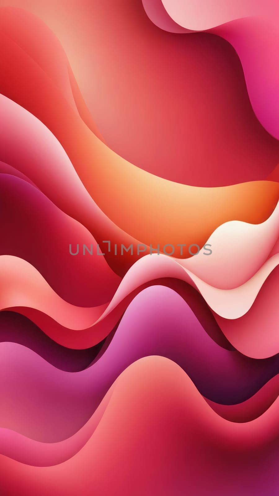 A gradient wallpaper with Organic shapes using red and orchid gradient colors. Generative AI.