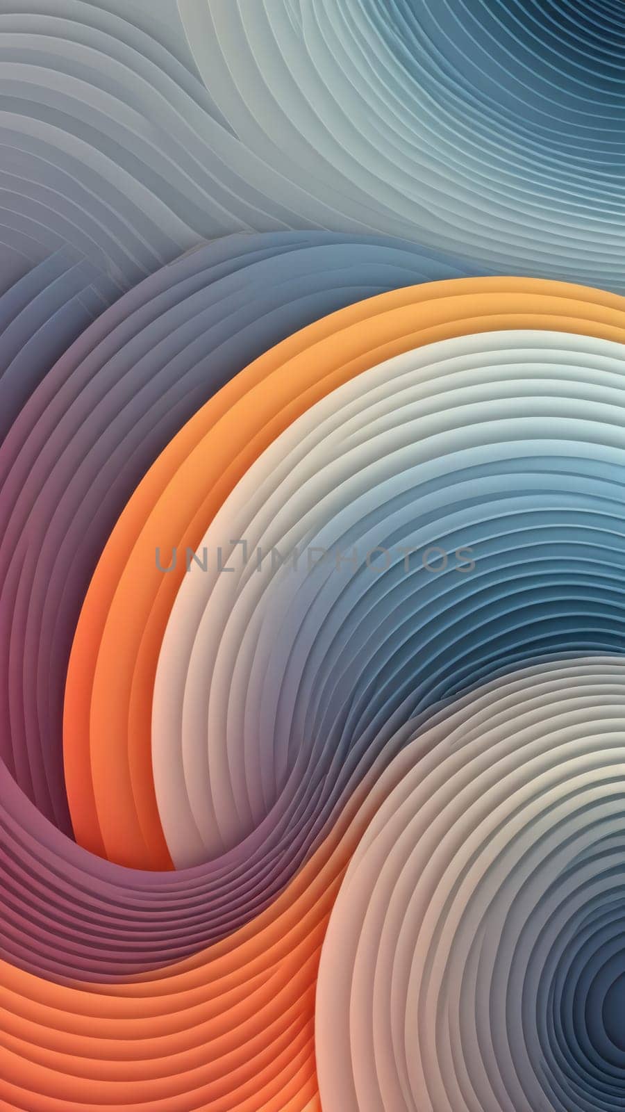 A gradient wallpaper with Concentric shapes using gray and papayawhip gradient colors. Generative AI.