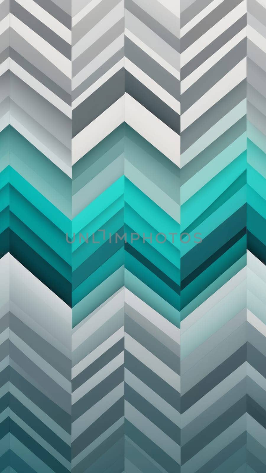 A gradient wallpaper with Chevron shapes using gray and teal gradient colors. Generative AI.