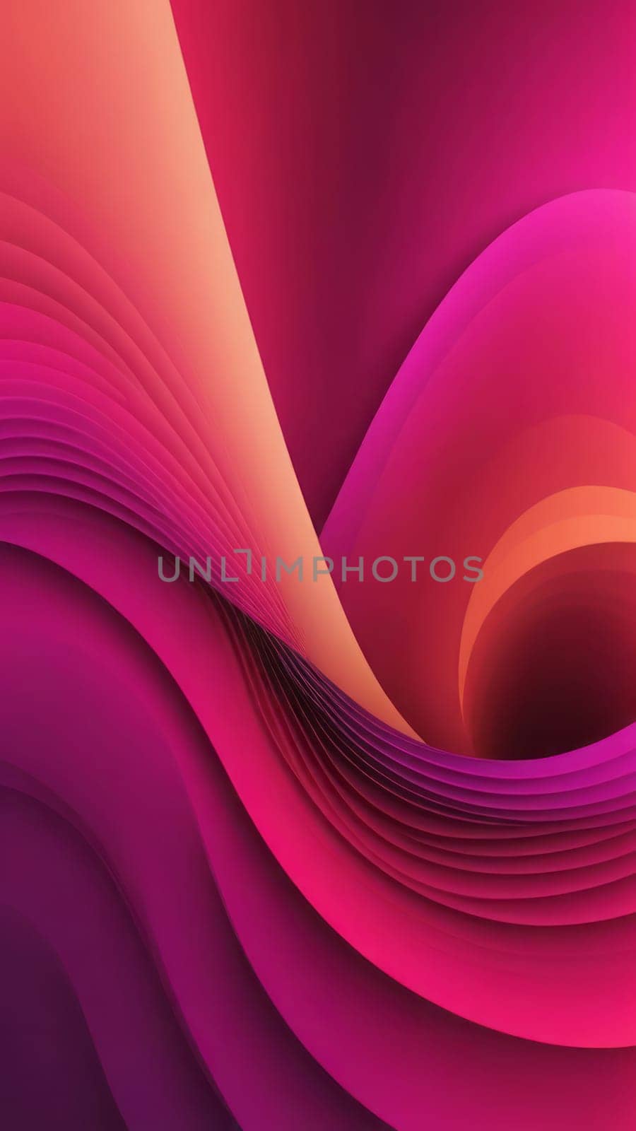 A gradient wallpaper with Distorted shapes using maroon and magenta gradient colors. Generative AI.