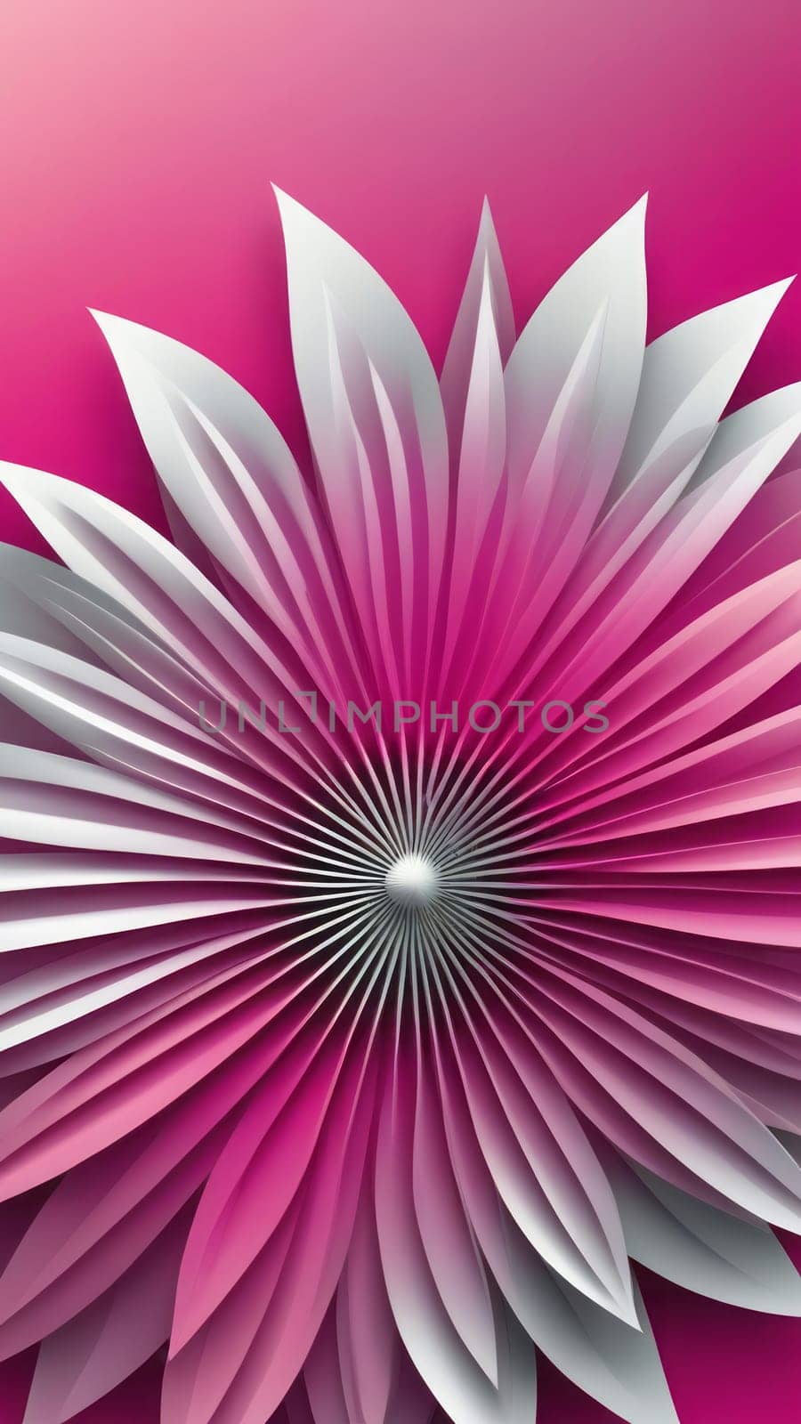 A gradient wallpaper with Rosette shapes using fuchsia and silver gradient colors. Generative AI.