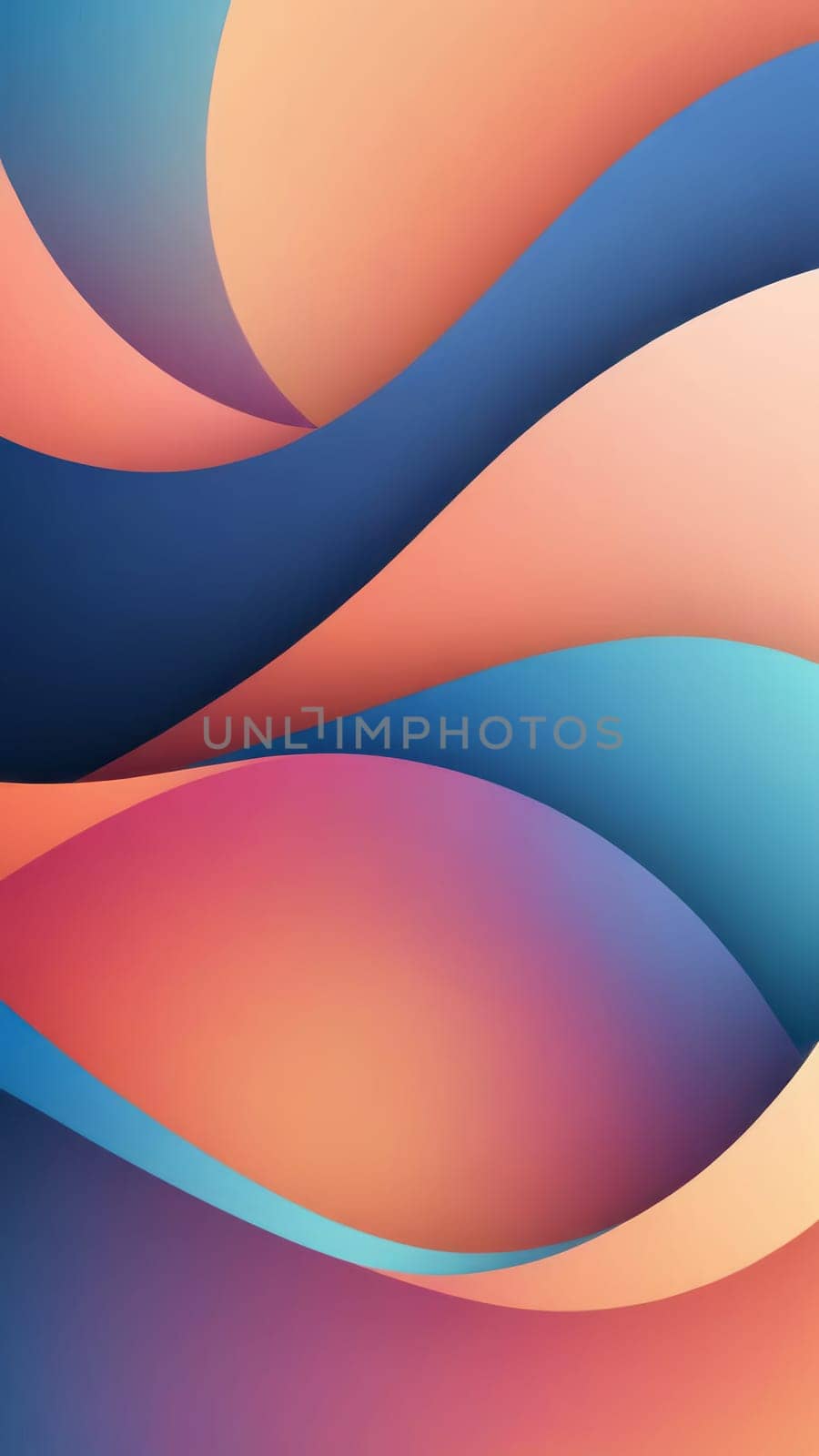 A gradient wallpaper with Arc shapes using blue and salmon gradient colors. Generative AI.