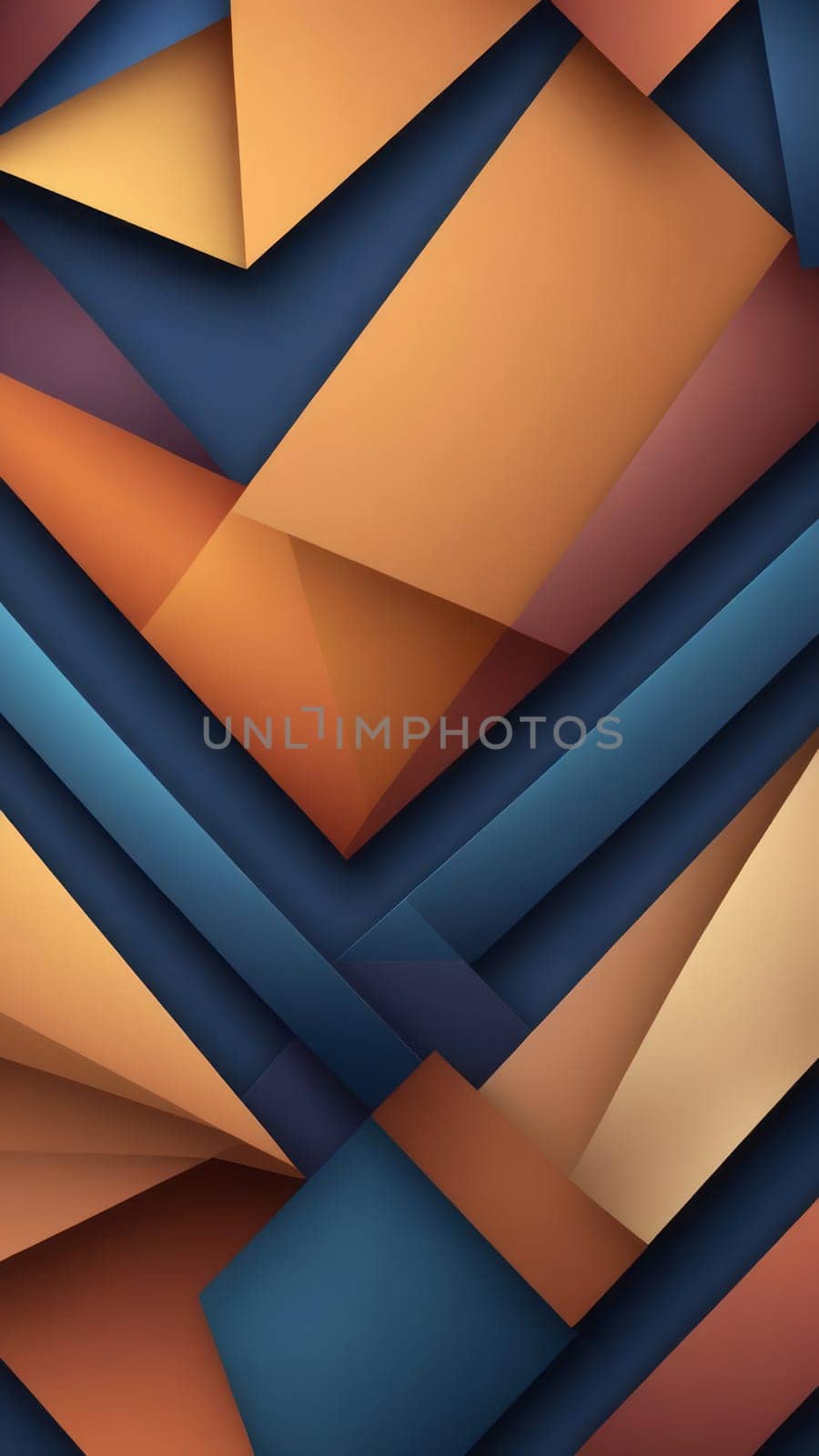 A gradient wallpaper with Multilobed shapes using navy and brown gradient colors. Generative AI.