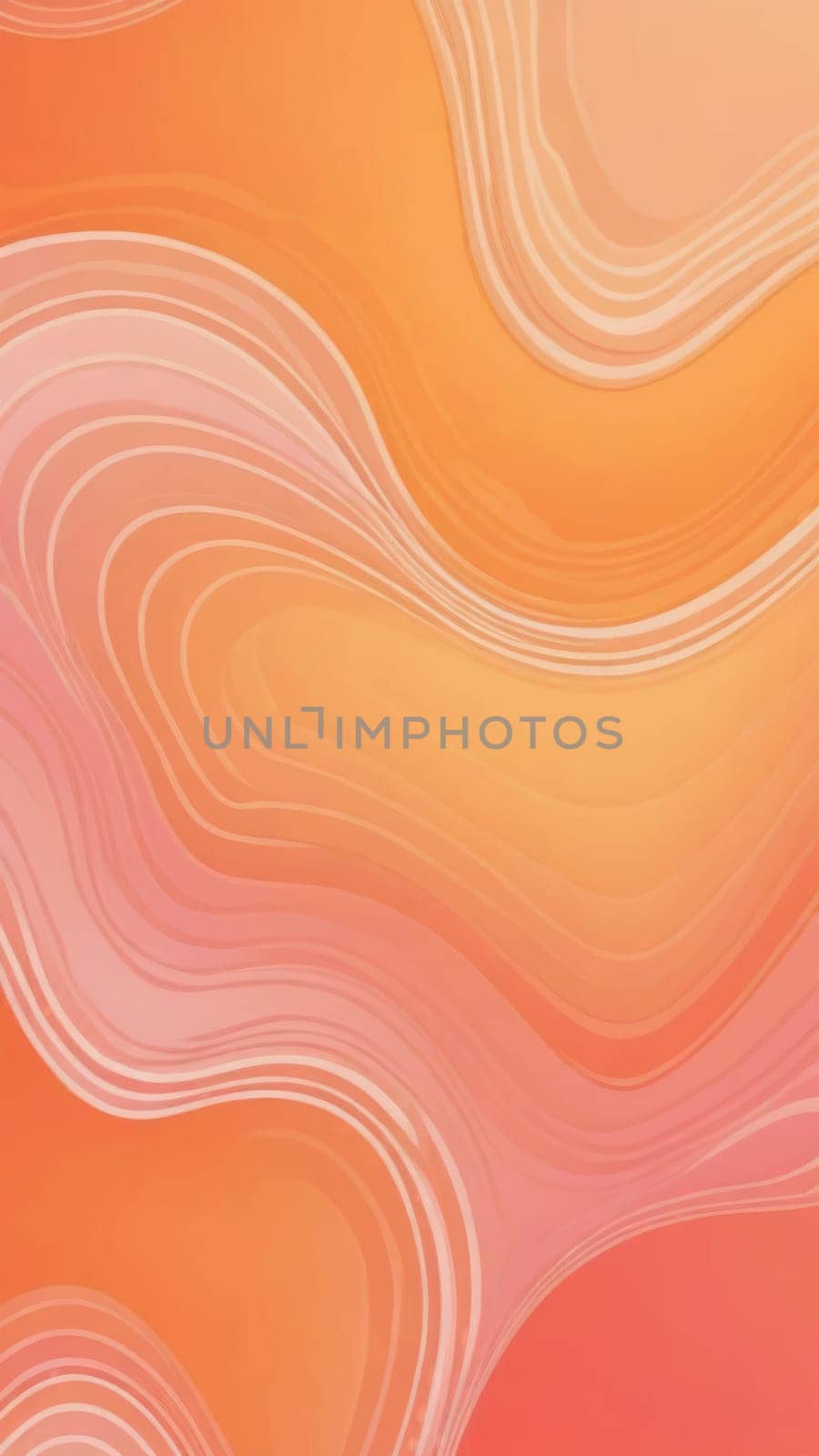 A gradient wallpaper with Marbled shapes using orange and lightpink gradient colors. Generative AI.